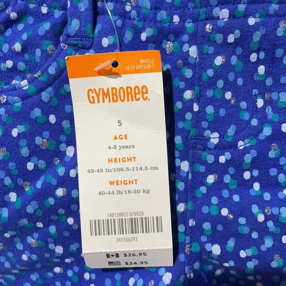 Gymboree 5 royal blue mixed color polka dot stretch pull on cuffed short nwt
